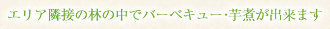 エリア隣接の林の中でバーベキュー・芋煮が出来ます